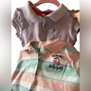 2 Tommy Hilfiger Kids Polos – Stripes & Lavender (Sizes 24M & 3T)